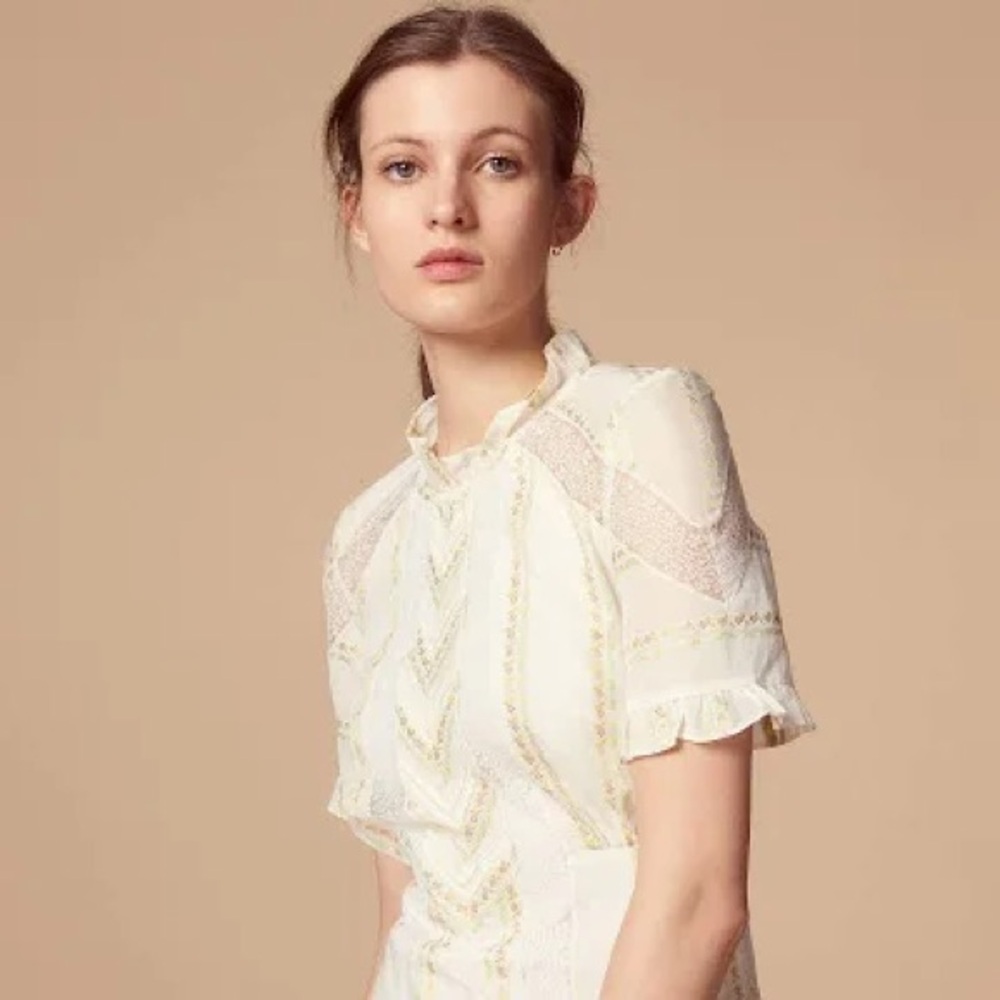 NWT Sandro Cream Puff Sleeve Mini Dress size 38 - Picture 2 of 11